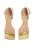 STRETCH ANKLE STRAP SANDALS:Gold :39.5